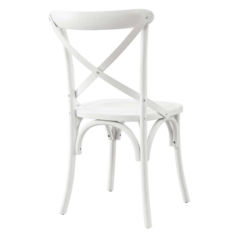 Modway Gear Modern Style Elm Wood Dining Side Chair in White Finish