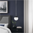 Modway Stellar 1-Light Metal and Glass Pendant Light in Opal/Polished Nickel