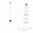 Modway Stellar 1-Light Metal and Glass Pendant Light in Opal/Polished Nickel