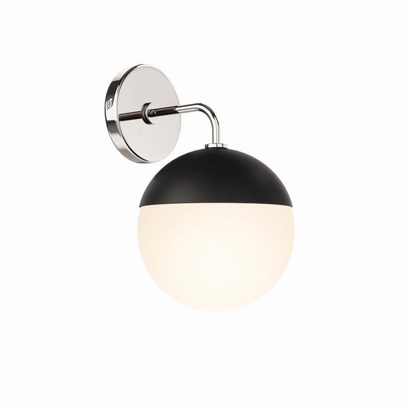 Modway Stellar 1-Light Metal and Glass Wall Sconce in Opal/Polished Nickel