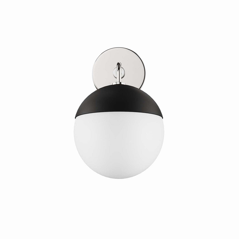 Modway Stellar 1-Light Metal and Glass Wall Sconce in Opal/Polished Nickel