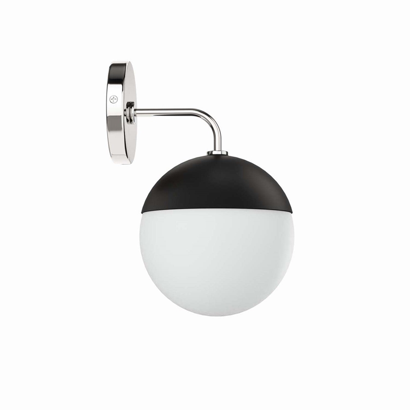Modway Stellar 1-Light Metal and Glass Wall Sconce in Opal/Polished Nickel