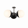 Modway Stellar 3-Light Metal and Glass Semi-Flush Ceiling Light in Opal/Nickel