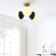 Modway Stellar 3-Light Metal and Glass Semi-Flush Ceiling Light in Opal/Brass