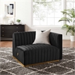 Modway Conjure Channel Tufted Performance Velvet Right-Arm Chair in Gold/Black