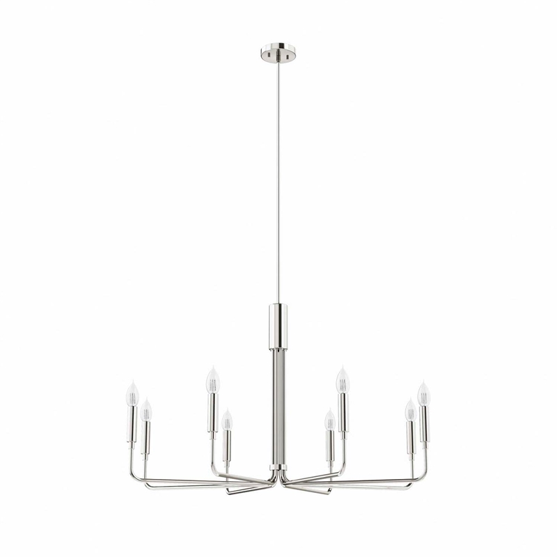 Modway Rekindle 8-Light Iron Metal Chandelier in Polished Nickel
