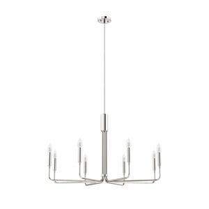 Modway Rekindle 8-Light Iron Metal Chandelier in Polished Nickel