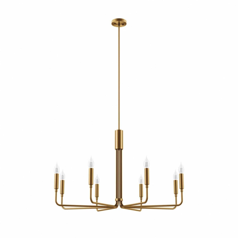 Modway Rekindle 8-Light Iron Metal Chandelier in Satin Brass