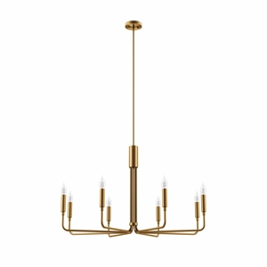 Modway Rekindle 8-Light Iron Metal Chandelier in Satin Brass