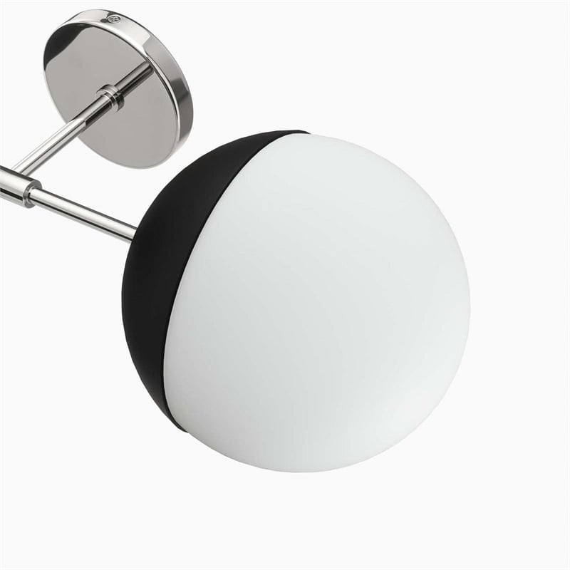 Modway Stellar 2-Light Metal and Glass Wall Sconce in Opal/Polished Nickel