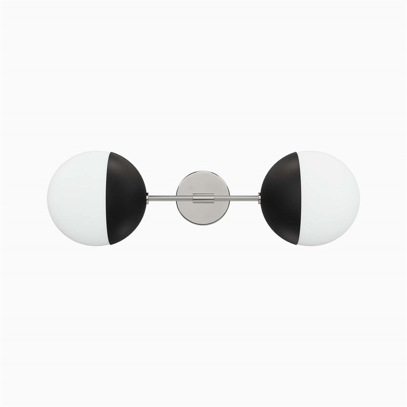 Modway Stellar 2-Light Metal and Glass Wall Sconce in Opal/Polished Nickel