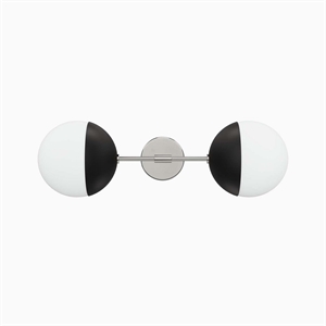 Modway Stellar 2-Light Metal and Glass Wall Sconce in Opal/Polished Nickel