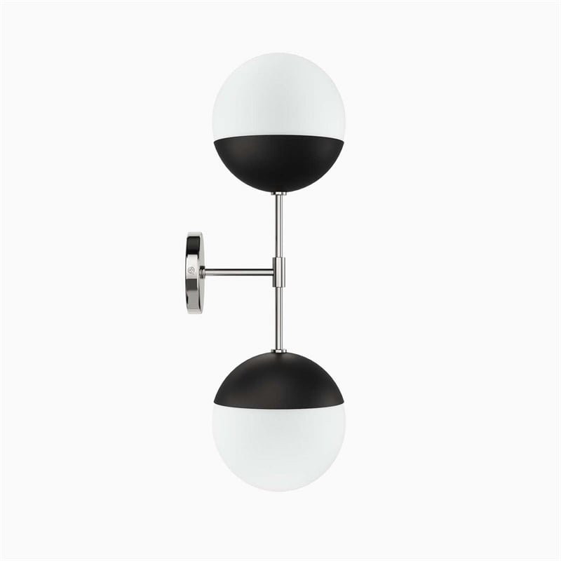 Modway Stellar 2-Light Metal and Glass Wall Sconce in Opal/Polished Nickel