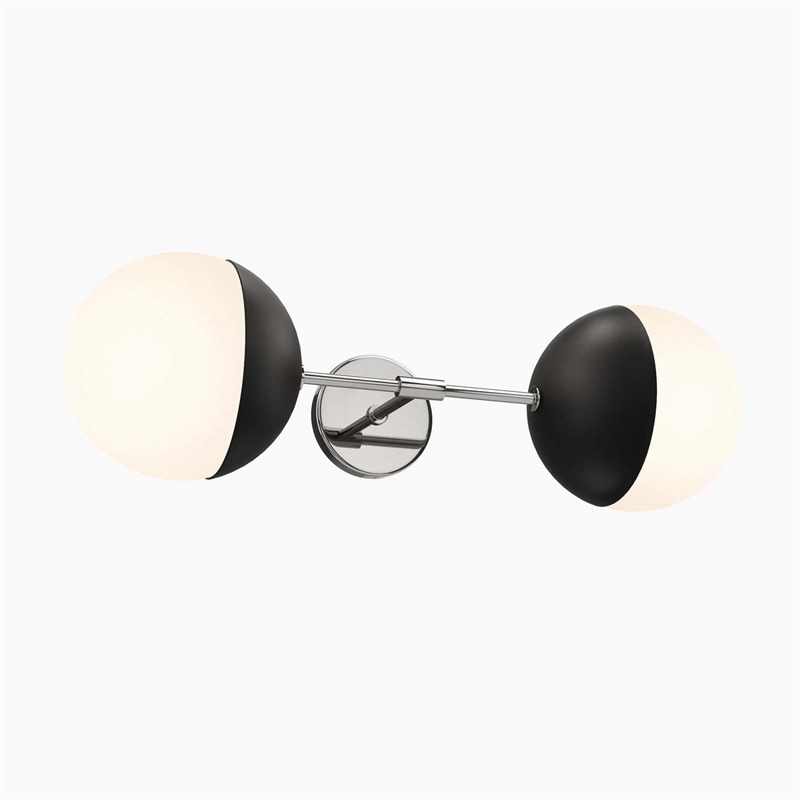 Modway Stellar 2-Light Metal and Glass Wall Sconce in Opal/Polished Nickel