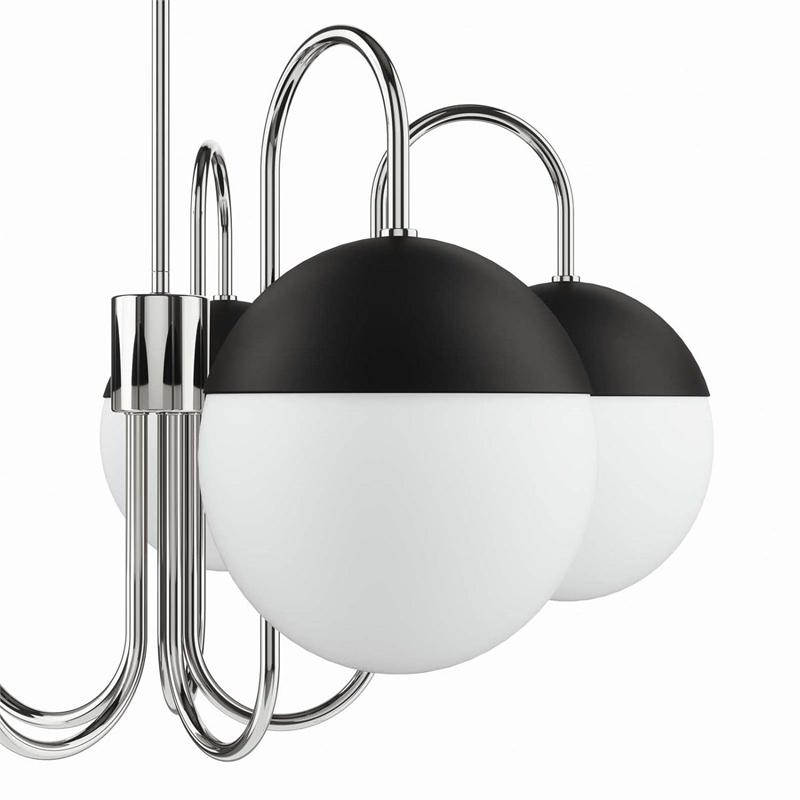 Modway Stellar 5-Light Metal and Glass Chandelier in Opal/Polished Nickel