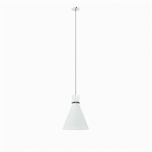 Modway Starlight 1-Light Fabric Pendant Light in White/Polished Nickel