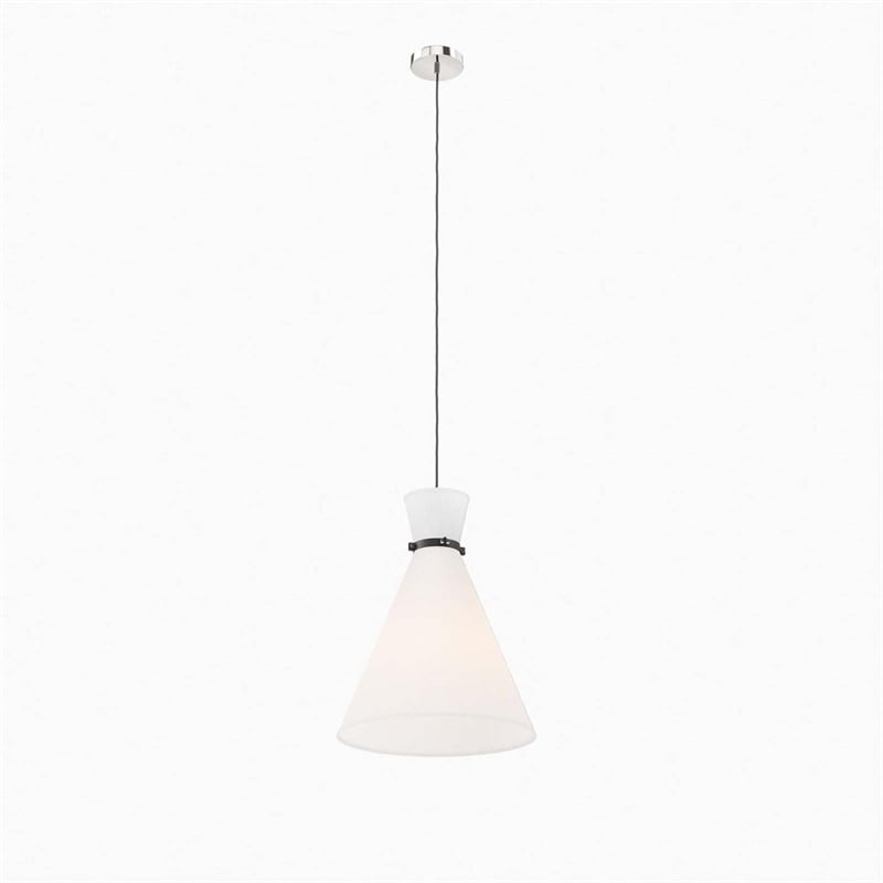 Modway Starlight 1-Light Fabric Pendant Light in White/Polished Nickel