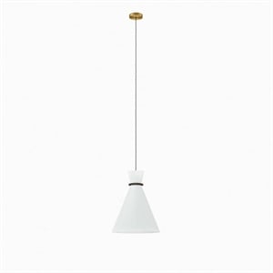 Modway Starlight 1-Light Fabric Pendant Light in White/Satin Brass