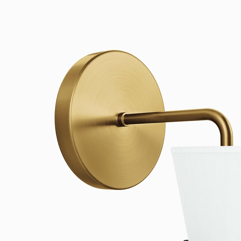 Modway Starlight 1-Light Fabric Wall Sconce in White/Satin Brass