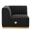 Modway Conjure Channel Tufted Performance Velvet Left Corner Chair in Gold/Black