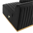 Modway Conjure Channel Tufted Performance Velvet Left Corner Chair in Gold/Black