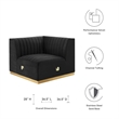 Modway Conjure Channel Tufted Performance Velvet Left Corner Chair in Gold/Black
