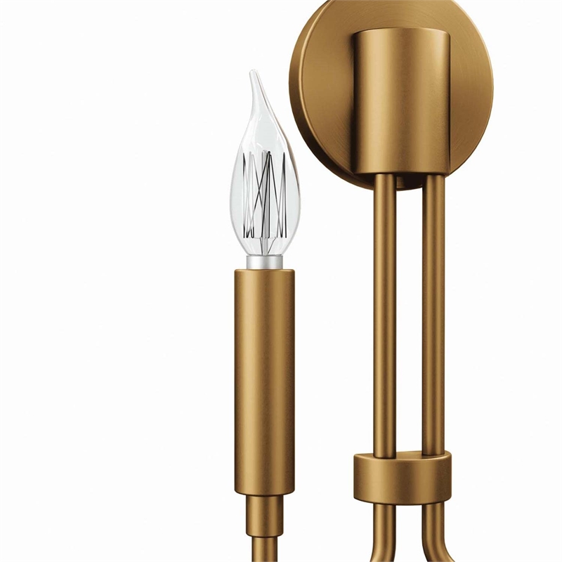 Modway Rekindle 2-Light Iron Metal Wall Sconce in Satin Brass