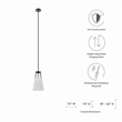 Modway Aspire Metal and Fabric Pendant Light in White and Bronze Finish