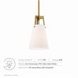 Modway Aspire Metal and Fabric Pendant Light in White and Satin Brass Finish