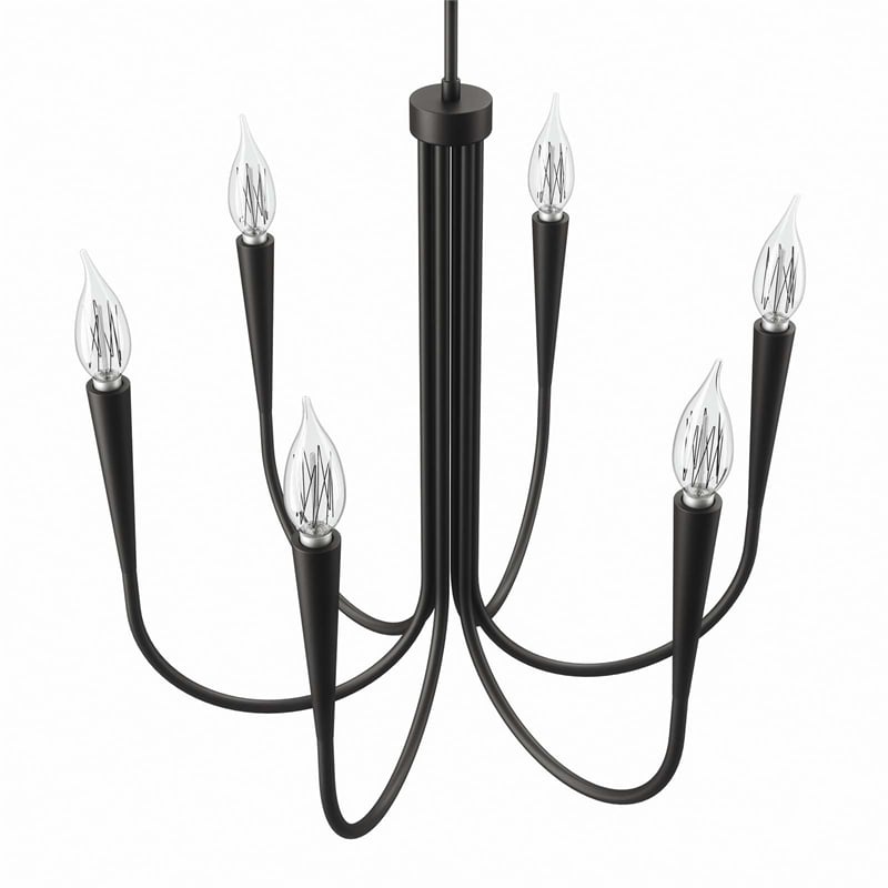 Modway Penrose 6-Light Modern Style Metal Chandelier in Black