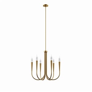 Modway Penrose 6-Light Modern Style Metal Chandelier in Satin Brass