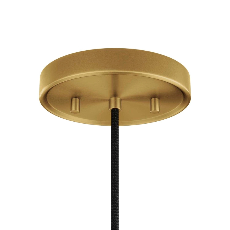 Modway Beacon 1-Light Fabric and Glass Pendant Light in Opal/Satin Brass