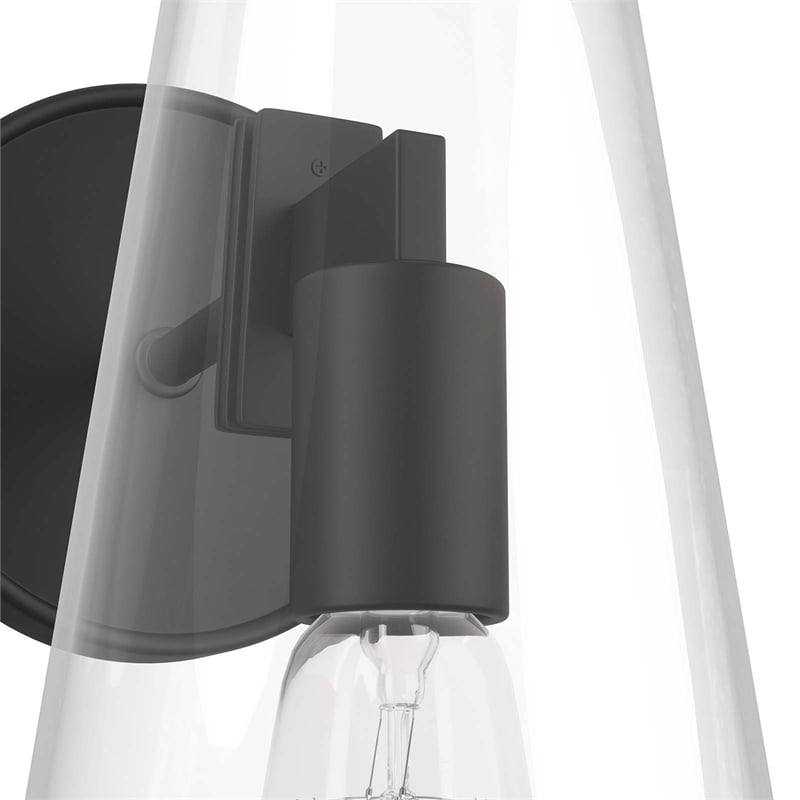 Modway Beacon 1-Light Metal and Glass Wall Sconce in Clear/Black