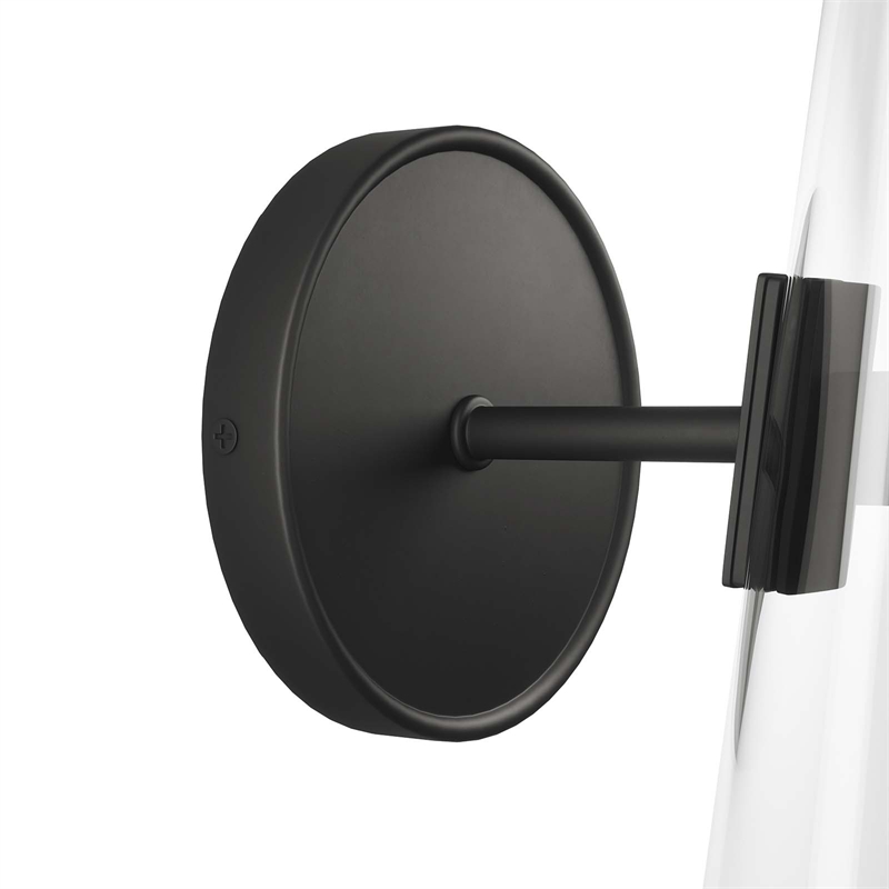 Modway Beacon 1-Light Metal and Glass Wall Sconce in Clear/Black