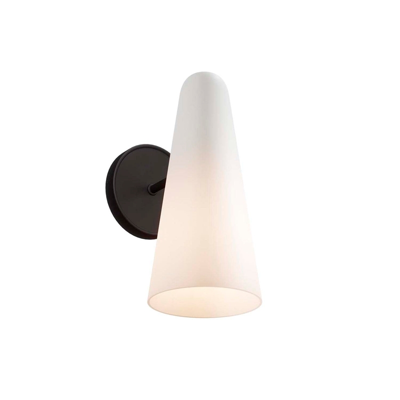 Modway Beacon 1-Light Metal and Glass Wall Sconce in Opal/Black