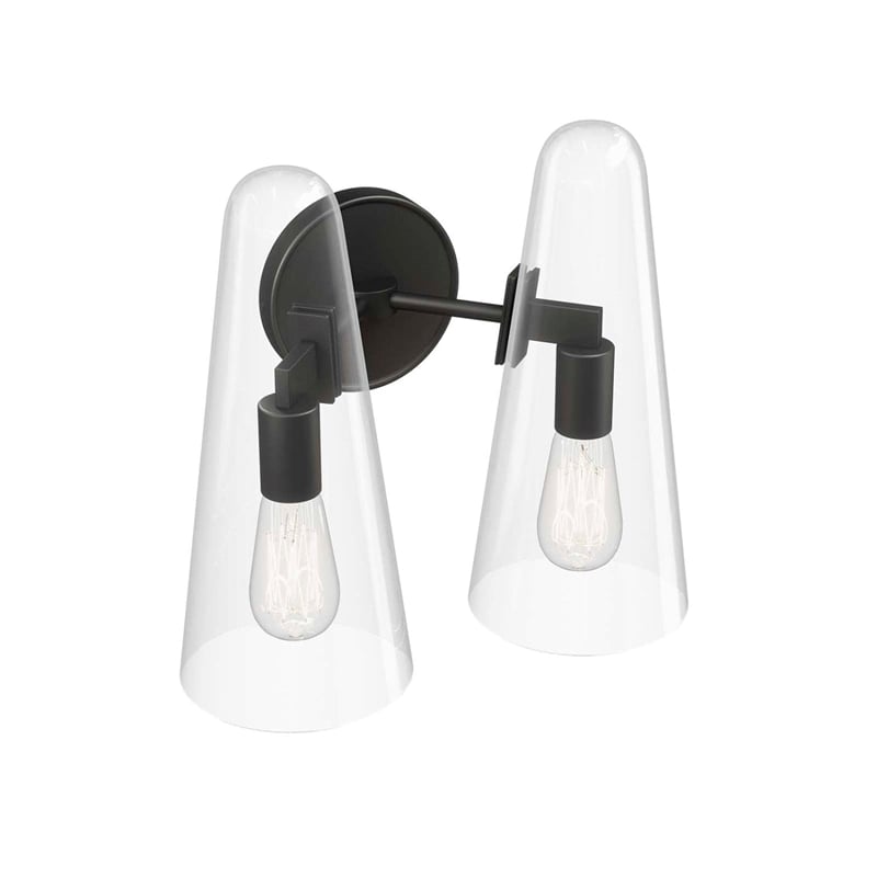 Modway Beacon 2-Light Metal and Glass Wall Sconce in Clear/Black
