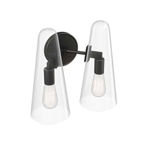 Modway Beacon 2-Light Metal and Glass Wall Sconce in Clear/Black