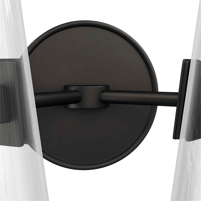 Modway Beacon 2-Light Metal and Glass Wall Sconce in Clear/Black
