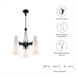 Modway Beacon 3-Light Metal and Glass Pendant Light in Opal/Black
