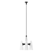 Modway Beacon 3-Light Metal and Glass Pendant Light in Opal/Black