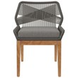 Modway Wellspring Outdoor Patio Teak Wood Dining Chair in Gray/Graphite