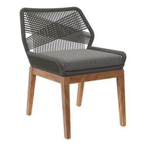 Modway Wellspring Outdoor Patio Teak Wood Dining Chair in Gray/Graphite