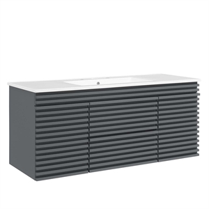 Modway Render 48&quot MDF and Particleboard Wall-Mount Bathroom Vanity - Gray/White