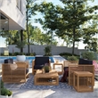 Modway Carlsbad 6-Piece Teak Wood Outdoor Patio Set in Natural/Navy