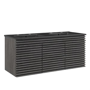 Modway Render 48&quot Wood Wall-Mount Bathroom Vanity in Charcoal/Black