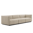 Modway Conjure Channel Tufted Upholstered Fabric Sofa in Black/Beige