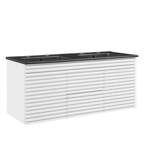 Modway Render 48&quot Wood Wall-Mount Bathroom Vanity in White/Black