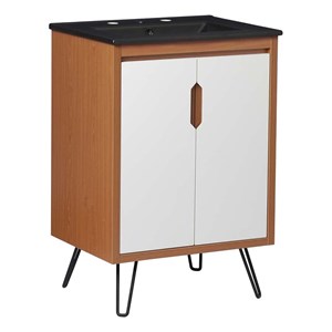 Modway Energize 24&quot MDF and Particleboard Bathroom Vanity in Cherry/White/Black