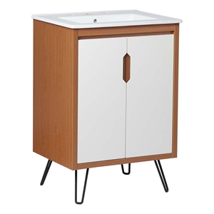 Modway Energize 24&quot MDF and Particleboard Bathroom Vanity in Cherry/White