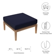 Modway Clearwater Teak Wood and Fabric Outdoor Ottoman in Gray/Navy